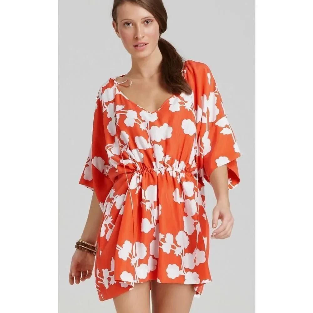 Diane Von Furstenberg Iniko Silk Beach Halo Bud Cover Up Sz. M